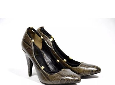 REISS women Leather Court High Heels  EU 38 UK 5| Crocodile pattern Pointed toe