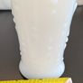 Vintage White Milk Glass Hobnail Vase Scalloped Rim 18cm Image 4