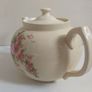 Beautiful Cream-Earthenware Clay Teapot with A Pink Floral Motif - Pattern Number 5412, No Backstamp, Most Likely Carrig Ware Image 2