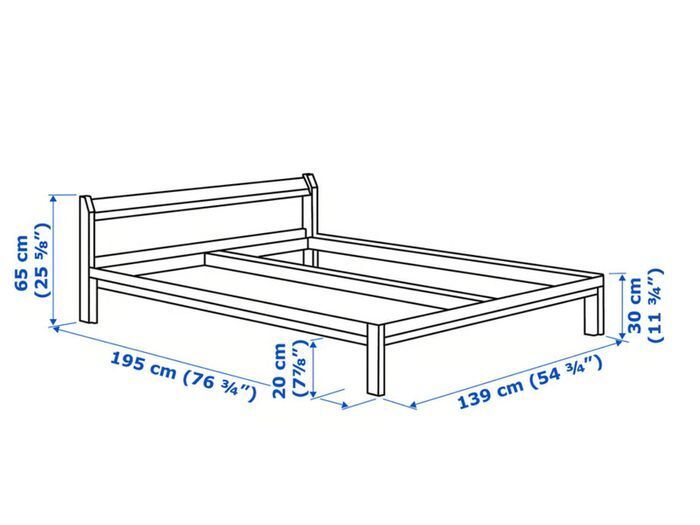 Double bed frame with slats