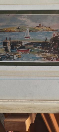 Culiemure Harbour, Dalbey Reproduction from watercolour by Derek Campbell.