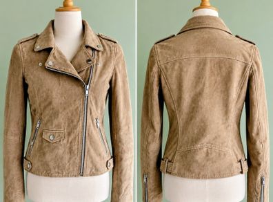 Naf naf suede leather jacket (Beige tan)
