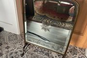 Vintage Victorian Brass Fire Screen With Mirror