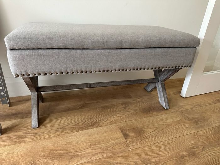 Grey Upholstered Storage Bench
