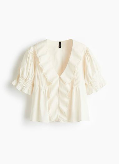 H&M pintucked blouse cream size S