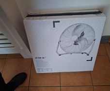 Floor Fan 45 cm, adjustable tilt. 3 speed chrome finish.