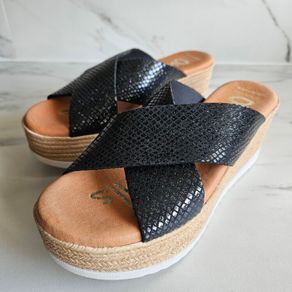 Oh my Sandals Spanish real leather platform sliders wedges RRP 75 euro size UK 5 new & boxed