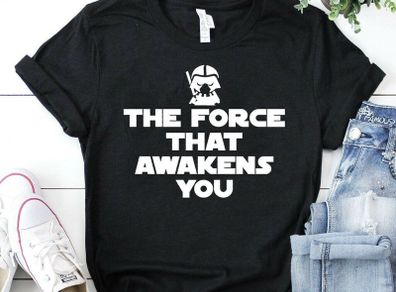 The force that awakens you baby yoda the mandalorian the child star wars t-shirt