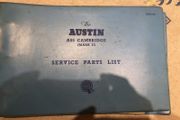 Austin A55 Cambridge (Mark ll) Service Parts List