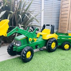 Junior John Deere Tractor With Loader And Trailer