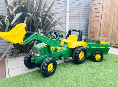 Junior John Deere Tractor With Loader And Trailer