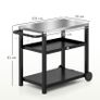 Outdoor Grill Dining Cart 3-Shelf Movable Pizza Oven Table Stand with Stainless Steel Top Image 8