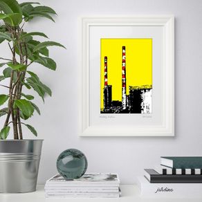 Yellow Poolbeg1 large framed print, by Helen Mathews