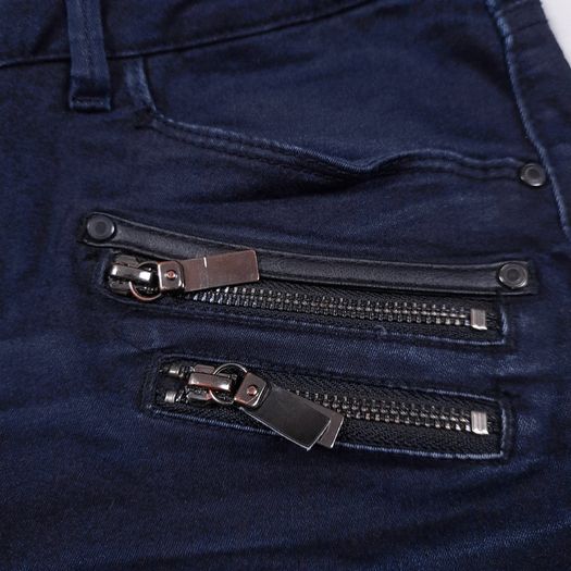 Mos Mosh Dark Blue Moto Biker Zip Detail Skinny Denim Jeans Size 28/10UK/38EU