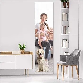 Full length mirror Tiles, 30cm x 30cm 4 Pack-Self Adhesive Real Glass Frameless Wall Mirrors for Home Decoration