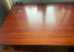 Large, very solid desk with side desk, lockable pedestal on wheels and lockable cabinet