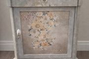 Vintage Hand-Painted Cabinet with Marble Top French Style Hall Storage Unit