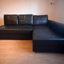 Black Vegan Leather Couch / Fold-out Double Bed Image 4