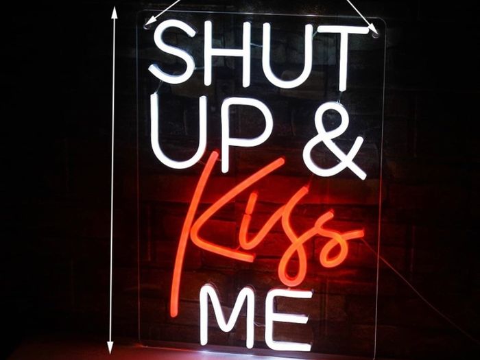 Shut UP and Kiss Me Neon Sign White Red LED Neon Light USB Powered Letter Neon Sign Decorative Words Wall Neon Sign for Bedroom Bar Party Valentine's Day (FREE POSTAGE)