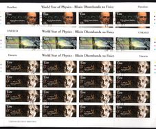 2005 Ireland World Year of Physics Commemorative Stamp Sheetlets Plate 1A1A1A1A Fine Used with Dublin cancel of 24th February 2005 (First day of issue) on envelope extract
