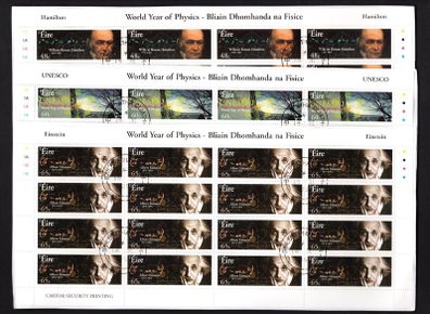 2005 Ireland World Year of Physics Commemorative Stamp Sheetlets Plate 1A1A1A1A Fine Used with Dublin cancel of 24th February 2005 (First day of issue) on envelope extract