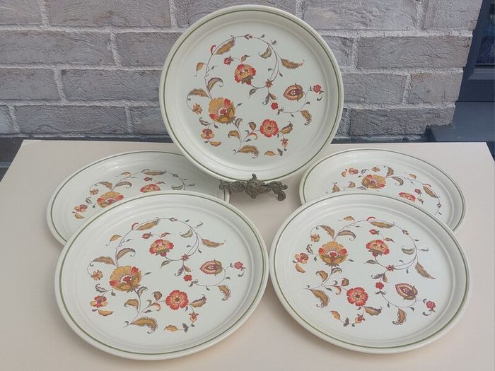 Fabulous Set of Five Dinner Plates and Five Breakfast Plates by Arklow Pottery in the Brendan Erin Stone, Unknown Pattern Name
