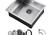 Stainless Steel Undermount Sinks Drop-In Single Bowl Farmhouse Basin with Accessories 50cm