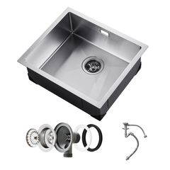 Stainless Steel Undermount Sinks Drop-In Single Bowl Farmhouse Basin with Accessories 50cm