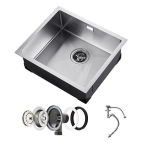 Stainless Steel Undermount Sinks Drop-In Single Bowl Farmhouse Basin with Accessories 50cm