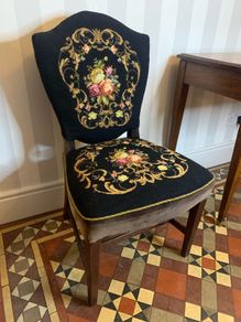 Vintage needlepoint upholstered side chair.