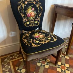 Vintage needlepoint upholstered side chair.