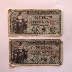 2 x Vintage US MPC Military Payment Certificates