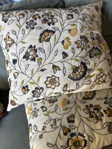 Vintage  ikea discontinued ALVINE LOV Pair of Embroidered large feather cushions. Hardly used.