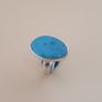 Beautiful Natural Arizona Turquoise Oval Stone Ring in Sterling Silver Image 2