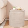 Foot Rest Stool Seat, Folding Footstool for Living Room, Sherpa Ottoman for Bedroom, Beige, 43x43x45 cm Image 2