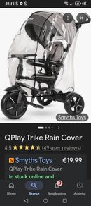 Toddlers trike (red and black) and rain cover