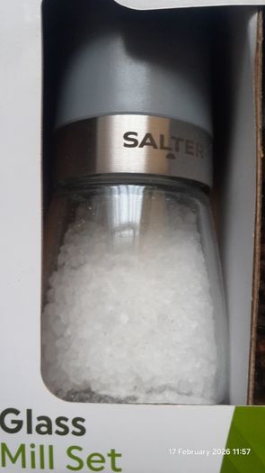 Salter Glass Mill Set Grey Salt Pepper Filled