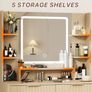 Dressing Table with Mirror and Lights, 3 Color Modes & Adjustable Brightness Modern Makeup Desk, Fluted Vanity Desk with 2 Drawers and 5 Storage Shelves, Bedroom Small Vanity Table Image 6