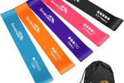 Resistance bands [Set of 5] Exercise Bands Set for women and men 5 Strength Levels Latex Elastic Stretch Loop Physio Fitness Equipment for Home Gym Pilates Yoga Workout - Carry bag included