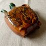 Vintage Majolica Glazed Ceramic Pilgrim Flask / Wine Canteen Jug (4-Footed) Image 2