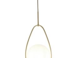 Ball Pendant light Gold with Opal Glass