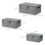 3-Pack Storage Baskets made of PE Rattan, with Closure, Handles, 35.5 cm x 28.5 cm x 18 cm, Gray Image 3