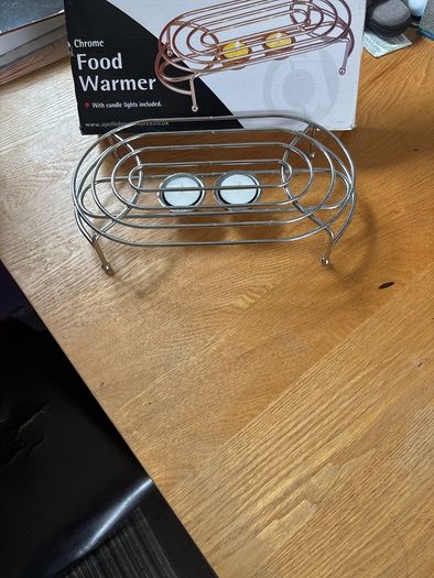 Chrome Food warmer with candles