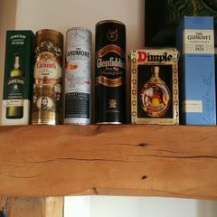 job lot Irish whiskey and Scotch boxes tins tubes empty