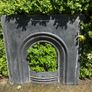 Cast Iron Open Fire Black Back Panel and White Surround Mantle Place Image 3