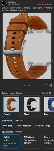 Samsung Galaxy Official Adjustable Hybrid Band for Watch8 and Watch8 Classic in Camel