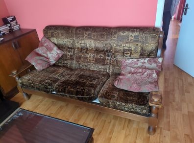 Solid Wood Couch & Two Armchairs