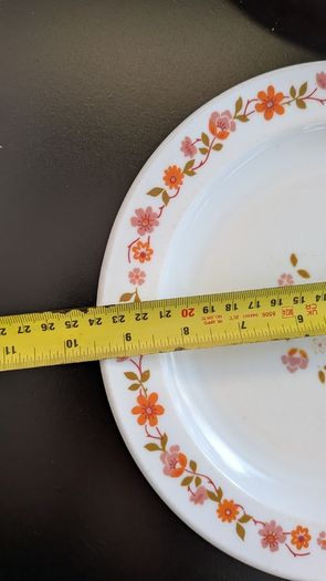 Vintage Arcopal France Orange Floral 27cm Dinner Plates Pair