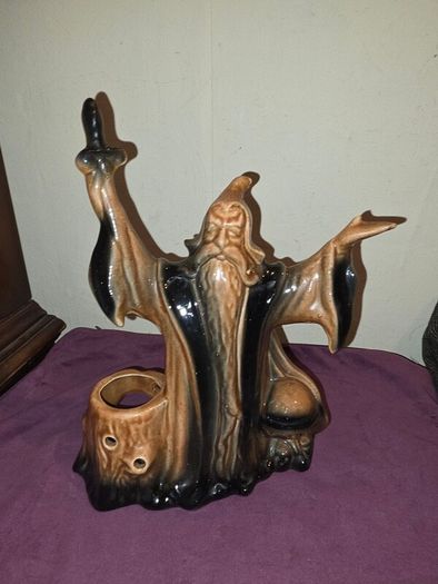 Vintage ceramic Wizard candle holder