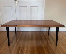 JYSK HALSKOV Style Coffee Table, Solid Wood Top, Black Legs